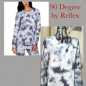 90 DEGREE by REFLEX GRAY & WHITE "ROCK CLIMB" TIE DYE SWEATSHIRT~MISSES MEDIUM